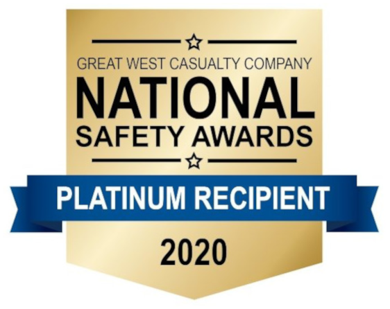 National Safety Awards Platinum Recipient 2020